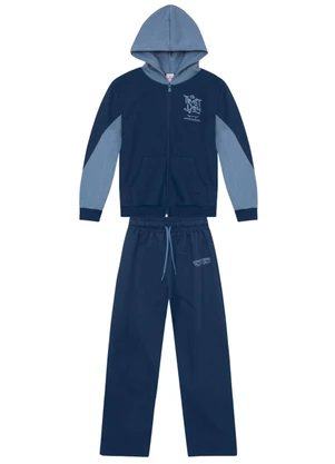 Brandili - Conjunto Infantil Menino em Moletinho Azul - BRANDILI