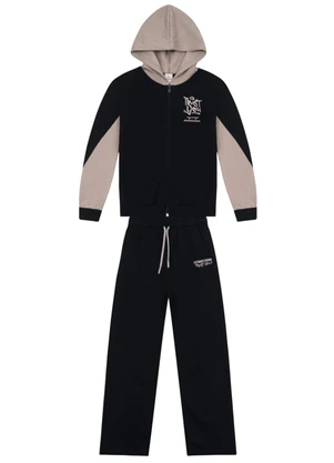Brandili - Conjunto Infantil Menino em Moletinho Preto - BRANDILI