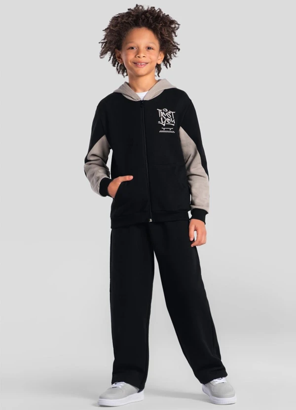 Brandili - Conjunto Infantil Menino em Moletinho Preto