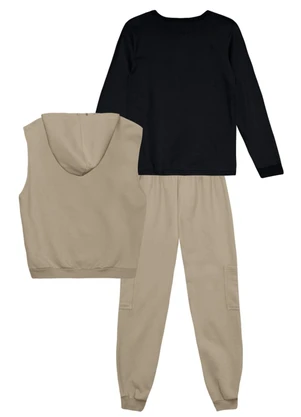 Brandili - Conjunto Infantil Menino em Moletinho Preto - BRANDILI
