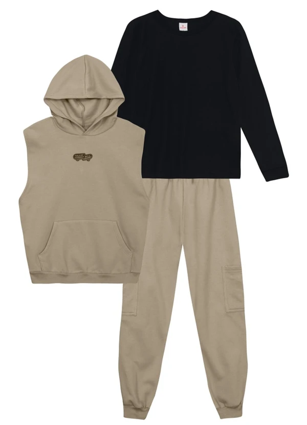 Brandili - Conjunto Infantil Menino em Moletinho Preto