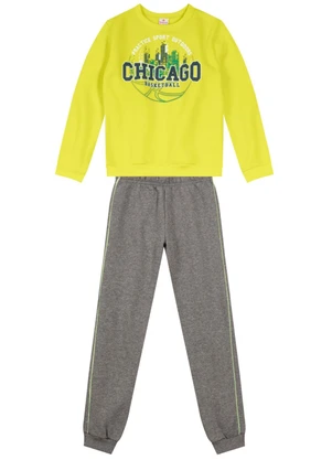 Brandili - Conjunto Infantil Menino em Moletom Amarelo - BRANDILI