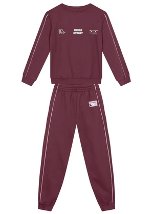 Brandili - Conjunto Infantil Menino em Moletom Bordô - BRANDILI