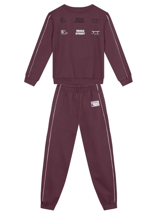 Brandili - Conjunto Infantil Menino em Moletom Bordô