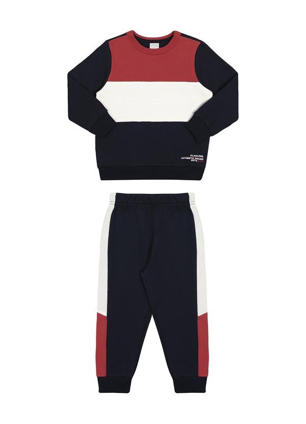 Alakazoo - Conjunto Infantil Menino em Moletom com Recortes Preto