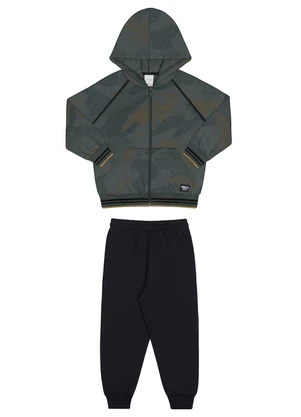 Alakazoo - Conjunto Infantil Menino em Moletom Felpado Verde - ALAKAZOO