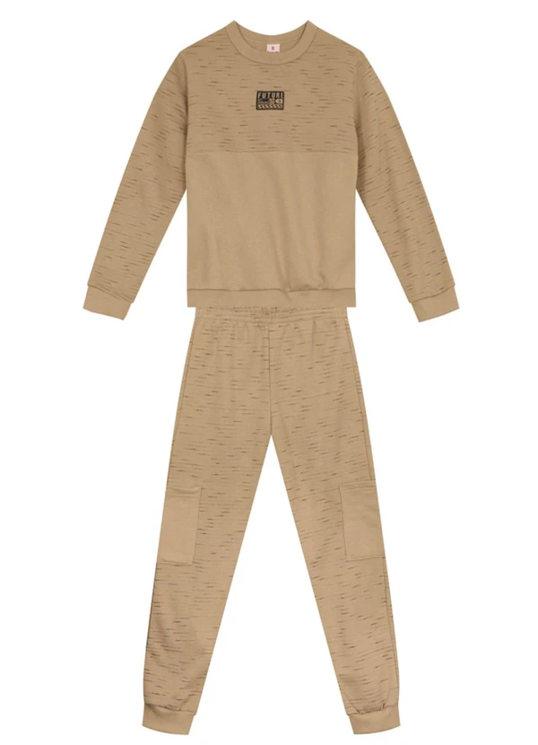 Brandili - Conjunto Infantil Menino em Moletom Marrom