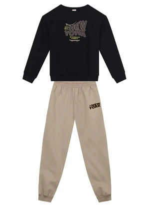 Brandili - Conjunto Infantil Menino em Moletom Preto - BRANDILI