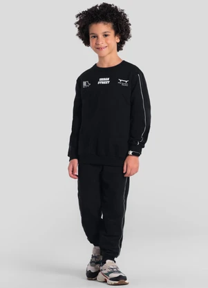 Brandili - Conjunto Infantil Menino em Moletom Preto - BRANDILI