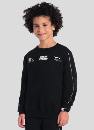 Brandili - Conjunto Infantil Menino em Moletom Preto - BRANDILI