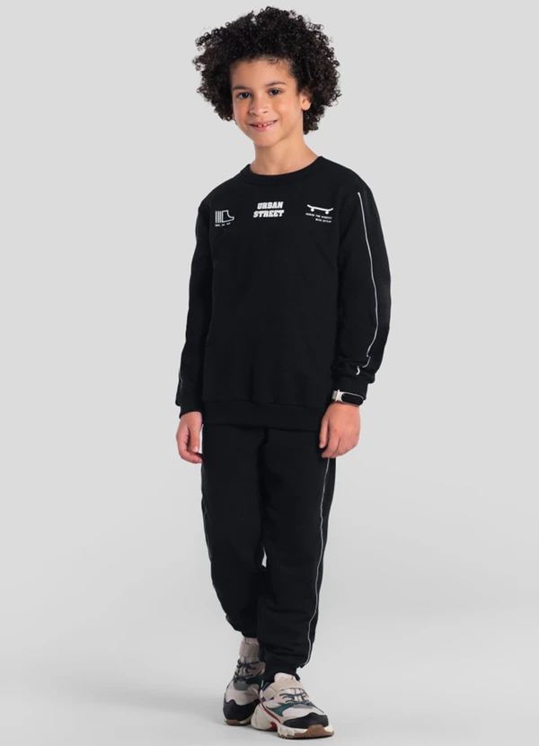 Brandili - Conjunto Infantil Menino em Moletom Preto