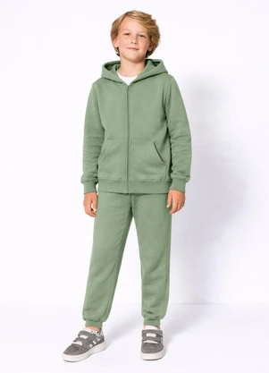 Abrange - Conjunto Infantil Menino em Moletom Verde Stone - ABRANGE