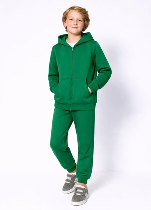 Abrange - Conjunto Infantil Menino em Moletom Verde Vivid - ABRANGE