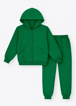 Abrange - Conjunto Infantil Menino em Moletom Verde Vivid - ABRANGE