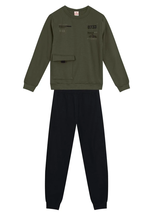 Brandili - Conjunto Infantil Menino em Moletom Verde