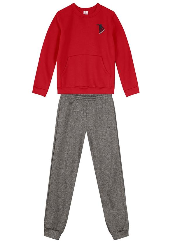 Brandili - Conjunto Infantil Menino em Moletom Vermelho
