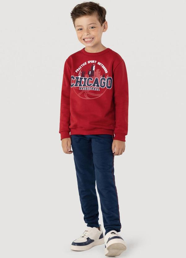 Brandili - Conjunto Infantil Menino em Moletom Vermelho