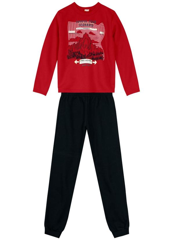 Brandili - Conjunto Infantil Menino em Moletom Vermelho
