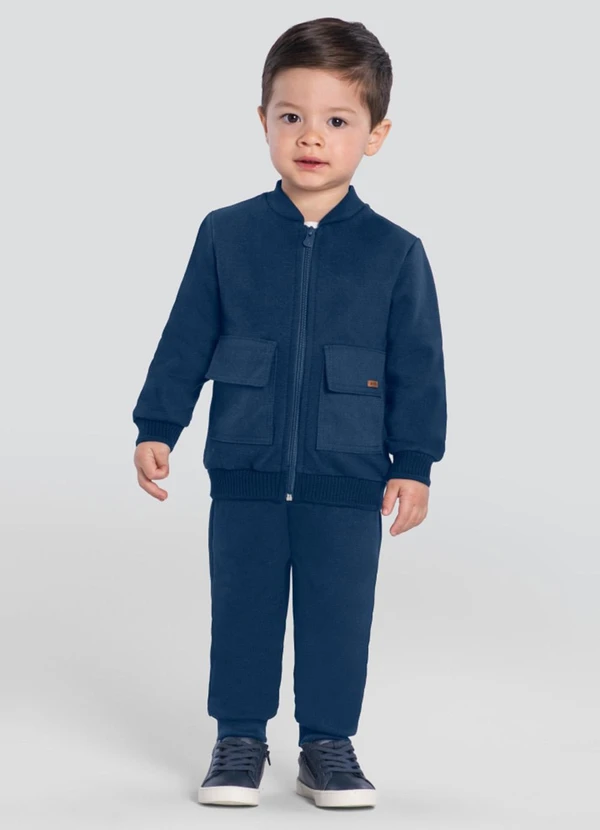 Brandili Mundi - Conjunto Infantil Menino em Sarja Azul