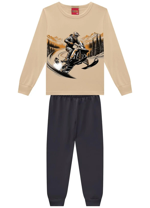 Kyly - Conjunto Infantil Menino Estampa Bege