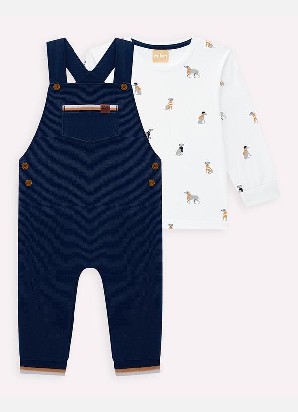 Milon - Conjunto Infantil Menino Estampa Branco