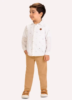 Milon - Conjunto Infantil Menino Estampa Branco - MILON