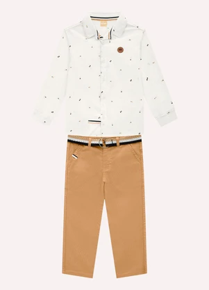 Milon - Conjunto Infantil Menino Estampa Branco - MILON