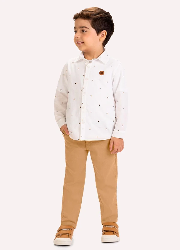 Milon - Conjunto Infantil Menino Estampa Branco