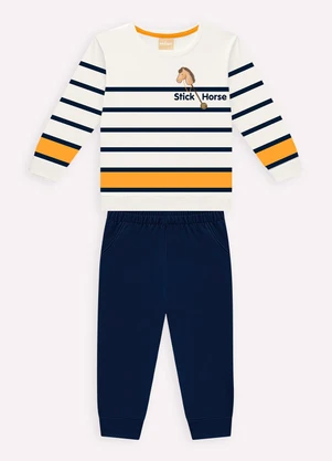 Milon - Conjunto Infantil Menino Estampa Off White - MILON