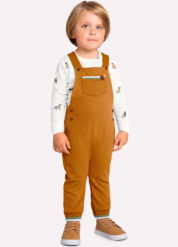 Milon - Conjunto Infantil Menino Estampa Off White