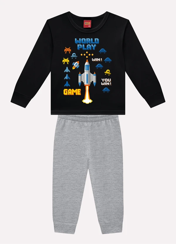Kyly - Conjunto Infantil Menino Estampa Preto