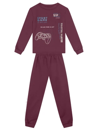 Brandili - Conjunto Infantil Menino Gamer Bordô - BRANDILI