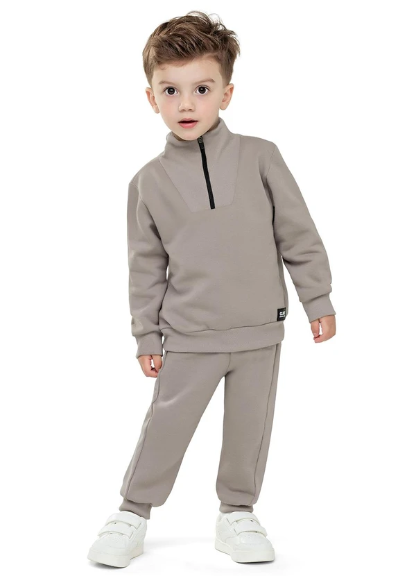 Colorittá - Conjunto Infantil Menino Gola com Zíper Cinza