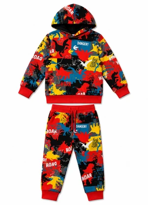 Rosa Azul - Conjunto Infantil Menino Inverno Dino Vermelho - ROSA AZUL