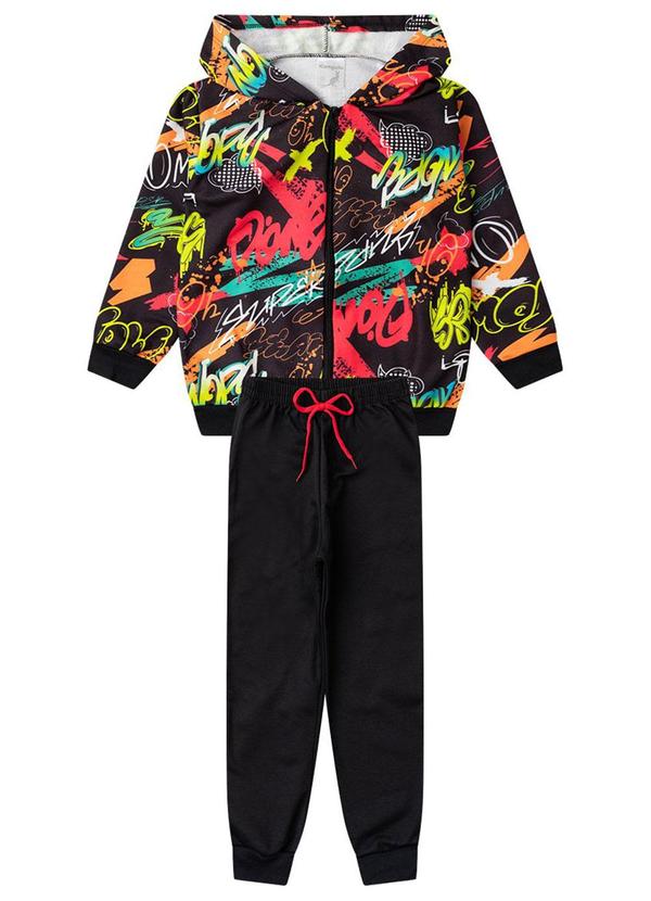 Rosa Azul - Conjunto Infantil Menino Inverno Estampa Preto