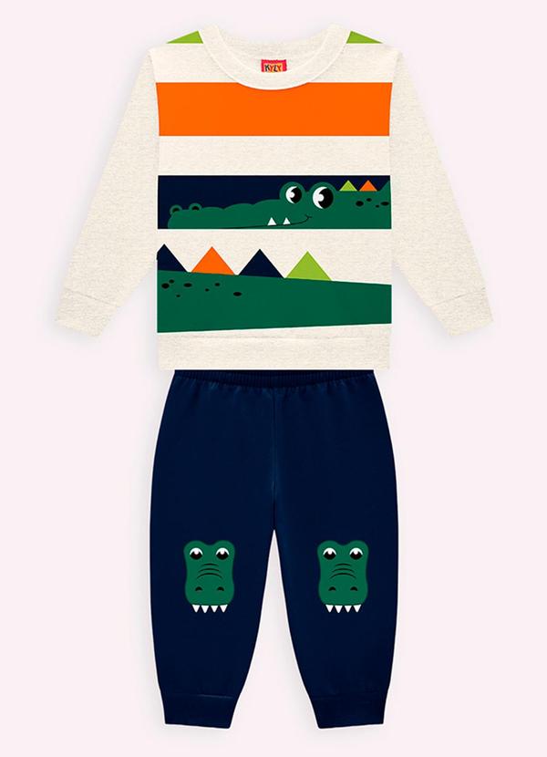 Kyly - Conjunto Infantil Menino Jacaré Mescla Gelo