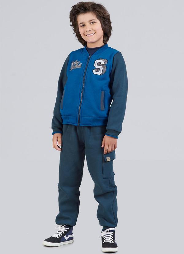 Soft Bonni - Conjunto Infantil Menino Jaqueta Bordado Azul