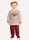 Milon - Conjunto Infantil Menino Lettering Azul - variação: Bege