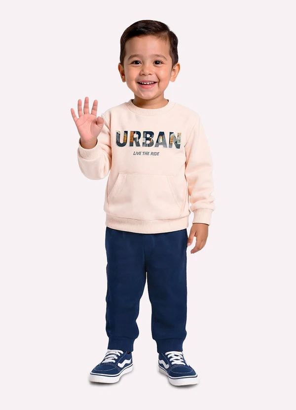 Kyly - Conjunto Infantil Menino Lettering Bege