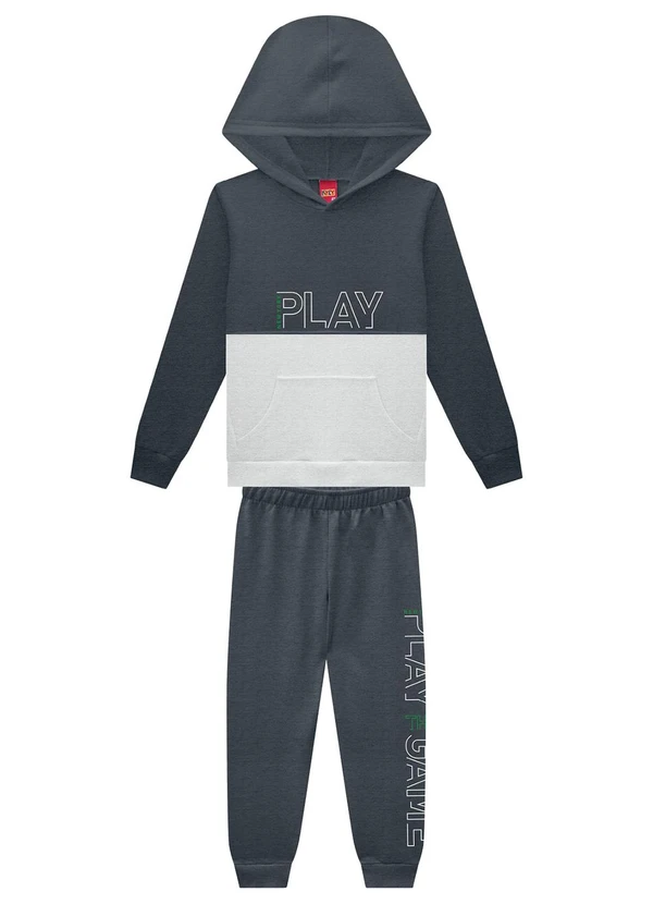 Kyly - Conjunto Infantil Menino Lettering Cinza