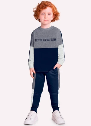 Milon - Conjunto Infantil Menino Lettering Cinza - MILON