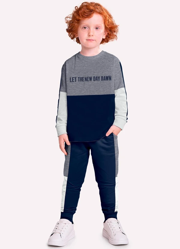 Milon - Conjunto Infantil Menino Lettering Cinza