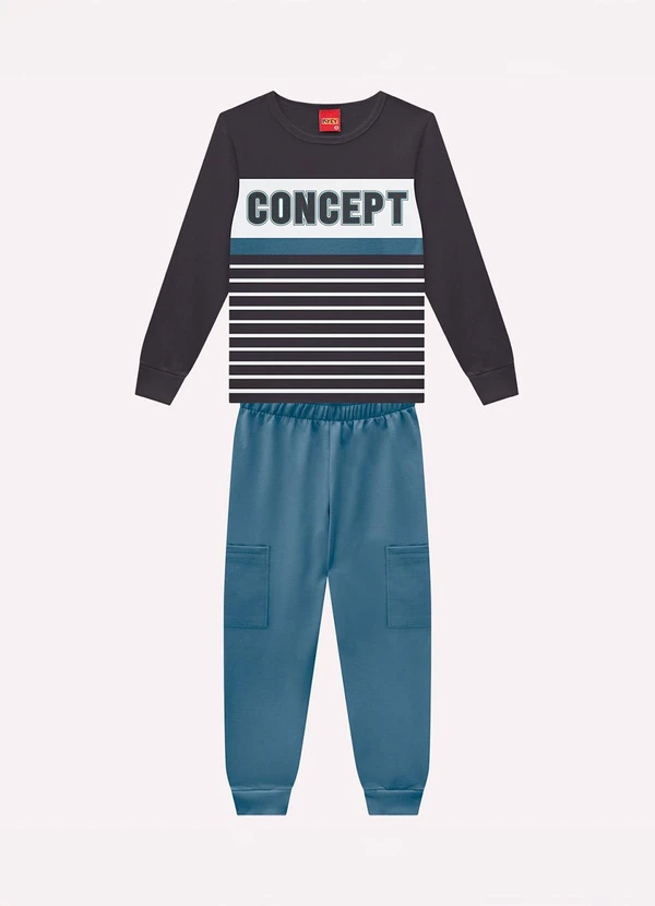 Kyly - Conjunto Infantil Menino Lettering Cinza