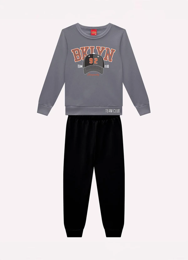 Kyly - Conjunto Infantil Menino Lettering Cinza