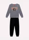 Kyly - Conjunto Infantil Menino Lettering Marrom - variação: Cinza