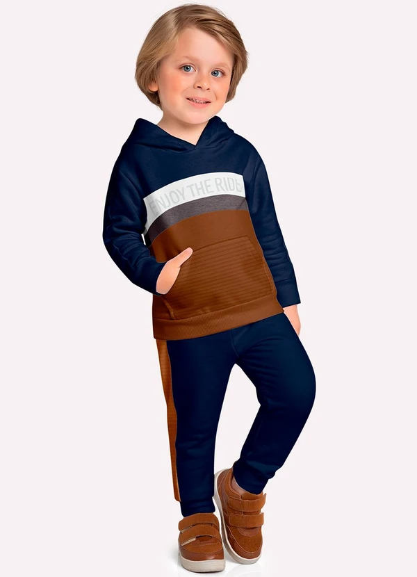 Milon - Conjunto Infantil Menino Lettering Marrom