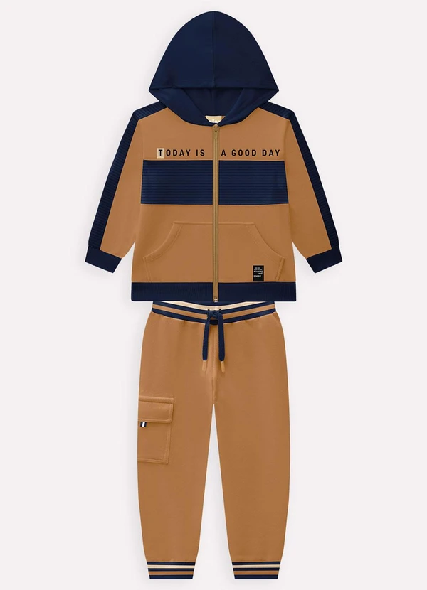 Milon - Conjunto Infantil Menino Lettering Marrom