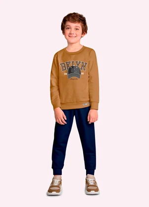 Kyly - Conjunto Infantil Menino Lettering Marrom - KYLY