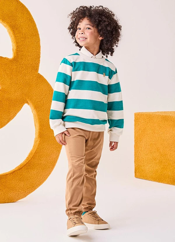 Bimbi - Conjunto Infantil Menino Listrado Caramelo Verde