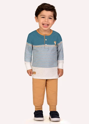 Milon - Conjunto Infantil Menino Listras Azul - MILON